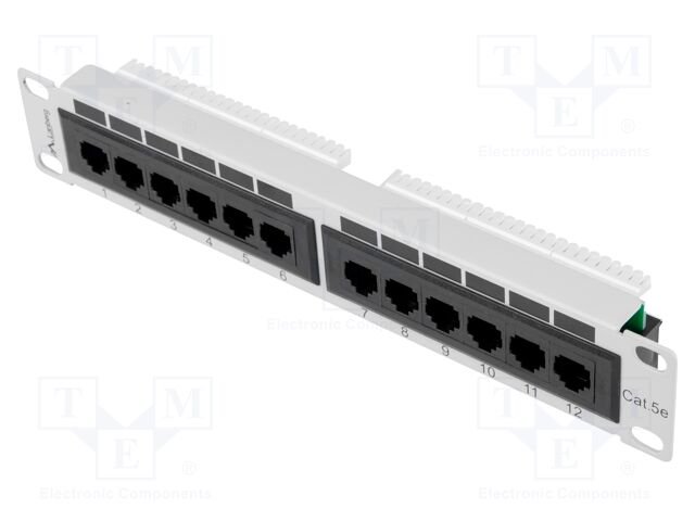 Patch panel; white; Number of ports: 12; Standard: 10"; Cat: 5e