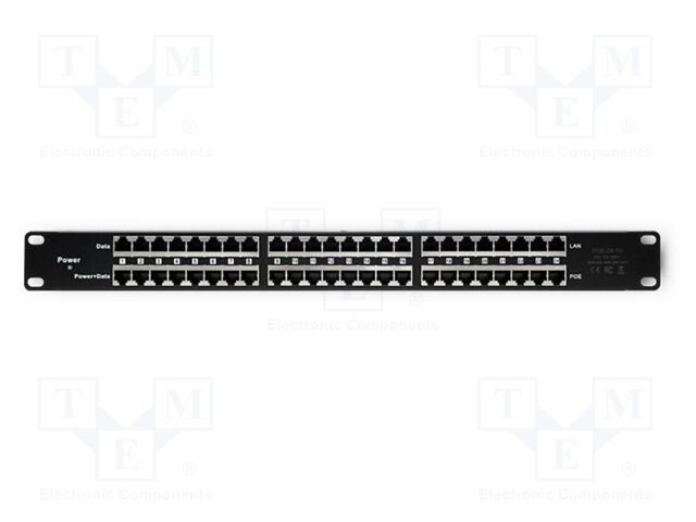 Patch panel; black; Number of ports: 24; RJ45 socket x24; RACK