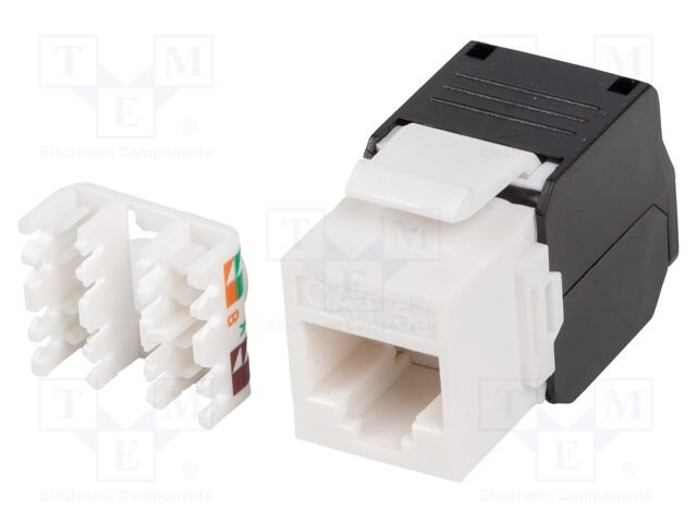 RJ45 module; white,black; Cat: 5e; on cable; RJ45 socket; -10÷60°C
