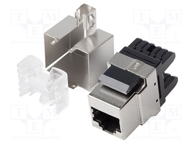 RJ45 module; silver; Cat: 5e; on cable; RJ45 socket; -10÷60°C; LSA