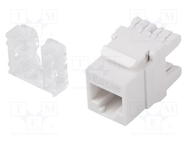 RJ45 module; white; Cat: 6a; on cable; RJ45 socket; -10÷60°C; LSA