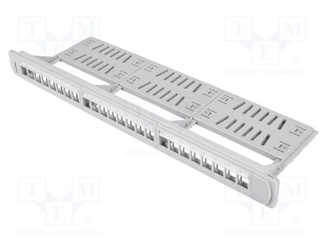 Patch panel; white; Number of ports: 24; Standard: 19"; rack 19"