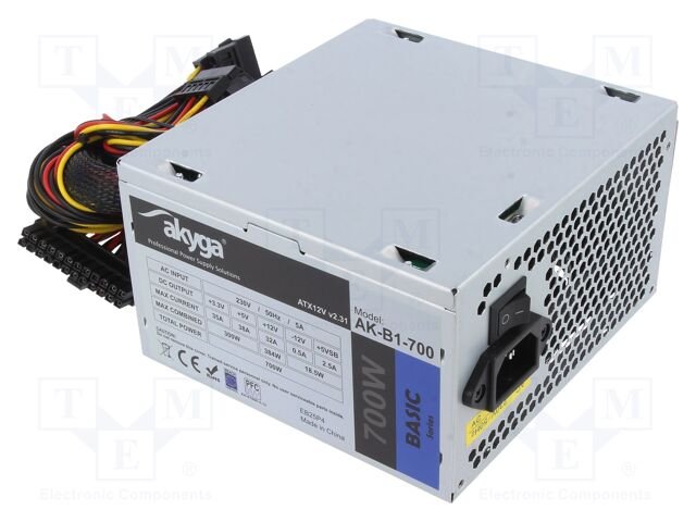 Power supply: computer; ATX; 700W; 3.3/5/12V; Features: fan 12cm