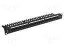 Patch panel; black; Number of ports: 24; Standard: 19"; Cat: 6a