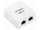 Wall socket; white; Cat: 6; RJ45 socket x2; wall mount; IP20