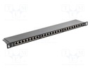 Patch panel; black; Number of ports: 24; Standard: 19"; Cat: 5e