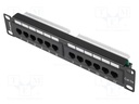 Patch panel; black; Number of ports: 12; Standard: 10"; Cat: 5e