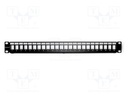 Patch panel; black; Number of ports: 24; RJ45 socket x24; RACK