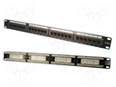 Patch panel; black; Number of ports: 24; Cat: 5e; RJ45 socket x24