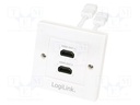 Wall socket; white; HDMI socket x4; wall mount; No.of sockets: 2