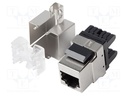 RJ45 module; silver; Cat: 5e; on cable; RJ45 socket; -10÷60°C; LSA