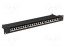 Patch panel; black; Number of ports: 24; Standard: 19"; Cat: 7; RACK