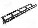 Patch panel; black; Number of ports: 24; Standard: 19"; rack 19"