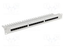 Patch panel; white; Number of ports: 24; Standard: 19"; Cat: 5e