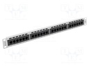 Patch panel; white; Number of ports: 24; Standard: 19"; Cat: 6; RACK