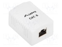 Wall socket; white; Cat: 6; RJ45 socket; wall mount; IP20