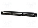 Patch panel; black; Number of ports: 24; Standard: 19"; Cat: 5e