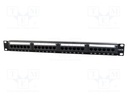Patch panel; black; Number of ports: 24; Standard: 19"; Cat: 5e