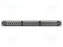 Patch panel; black; Number of ports: 24; Standard: 19"; Cat: 5e