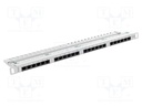 Patch panel; white; Number of ports: 24; Standard: 19"; Cat: 5e