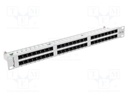 Patch panel; white; Number of ports: 48; Standard: 19"; Cat: 5e