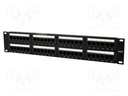 Patch panel; black; Number of ports: 48; Standard: 19"; Cat: 6; RACK