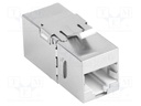 RJ 45 coupler; silver; Cat: 6; RJ45 socket,both sides; 8p8c