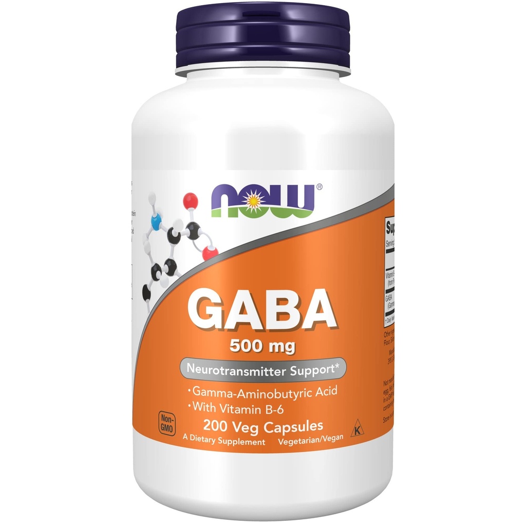 Now GABA 500 mg 200 Veg Capsules - 200 Servings