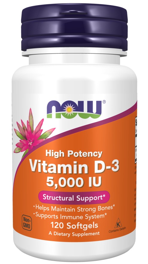 Now Vitamin D3 5,000 IU 120 softgels - 120 Servings