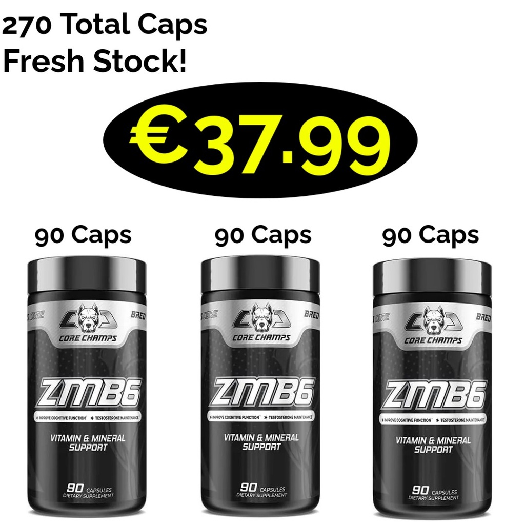 3x CORE CHAMPS ZMA B6 270 Caps - 90 Servings