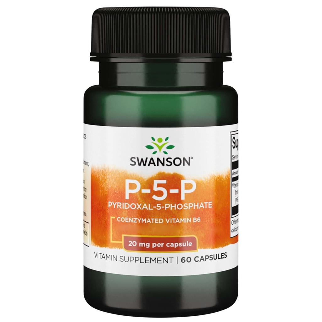 Swanson P-5-P (Pyridoxal-5-Phosphate) Coenzymated Vitamin B6 20 mg 60 Caps - 60 Servings
