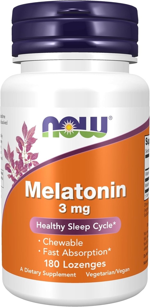 Now Melatonin 3 mg 180 Chewable Lozenges - 180 Servings