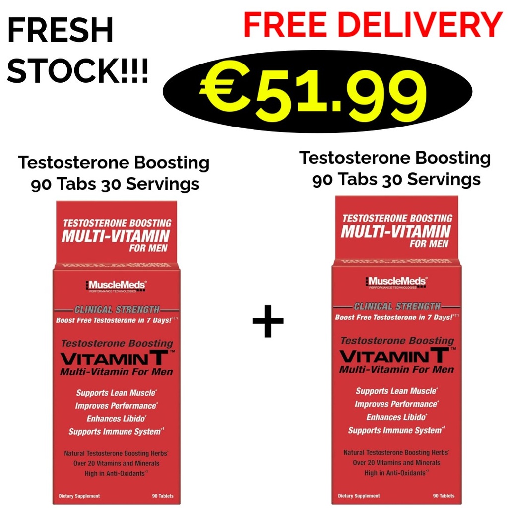 1+1 FRESH STOCK!!! Musclemeds Testosterone Boosting VITAMIN T 180 Tabs - 60 Servings