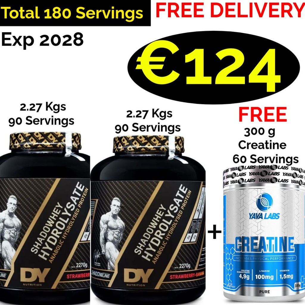 1+1!!! Dorian Yates Protein Shadowhey Hydrolyzed 4.54 Kg - 180 Servings + Creatine