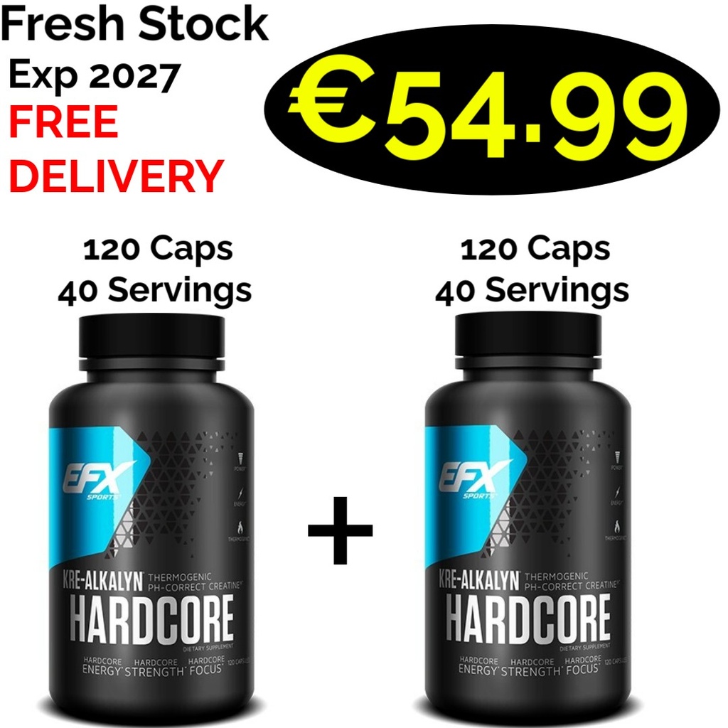 1+1 FREE Stock All American EFX Kre-Alkalyn® 120 Caps - 40 Caps HARDCORE Creatine