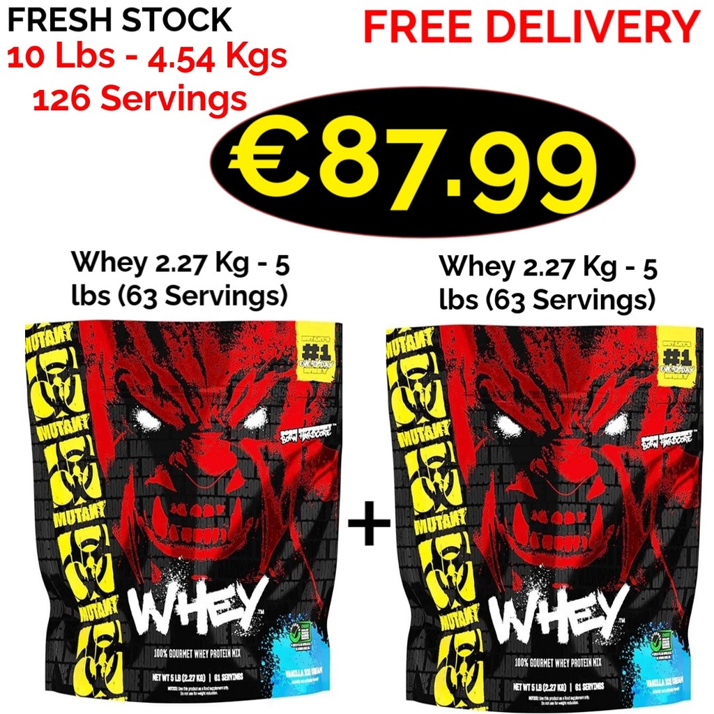 1+1 Fresh Stock!!! Mutant Whey 2.27 Kg - 10 lbs (136 Servings)