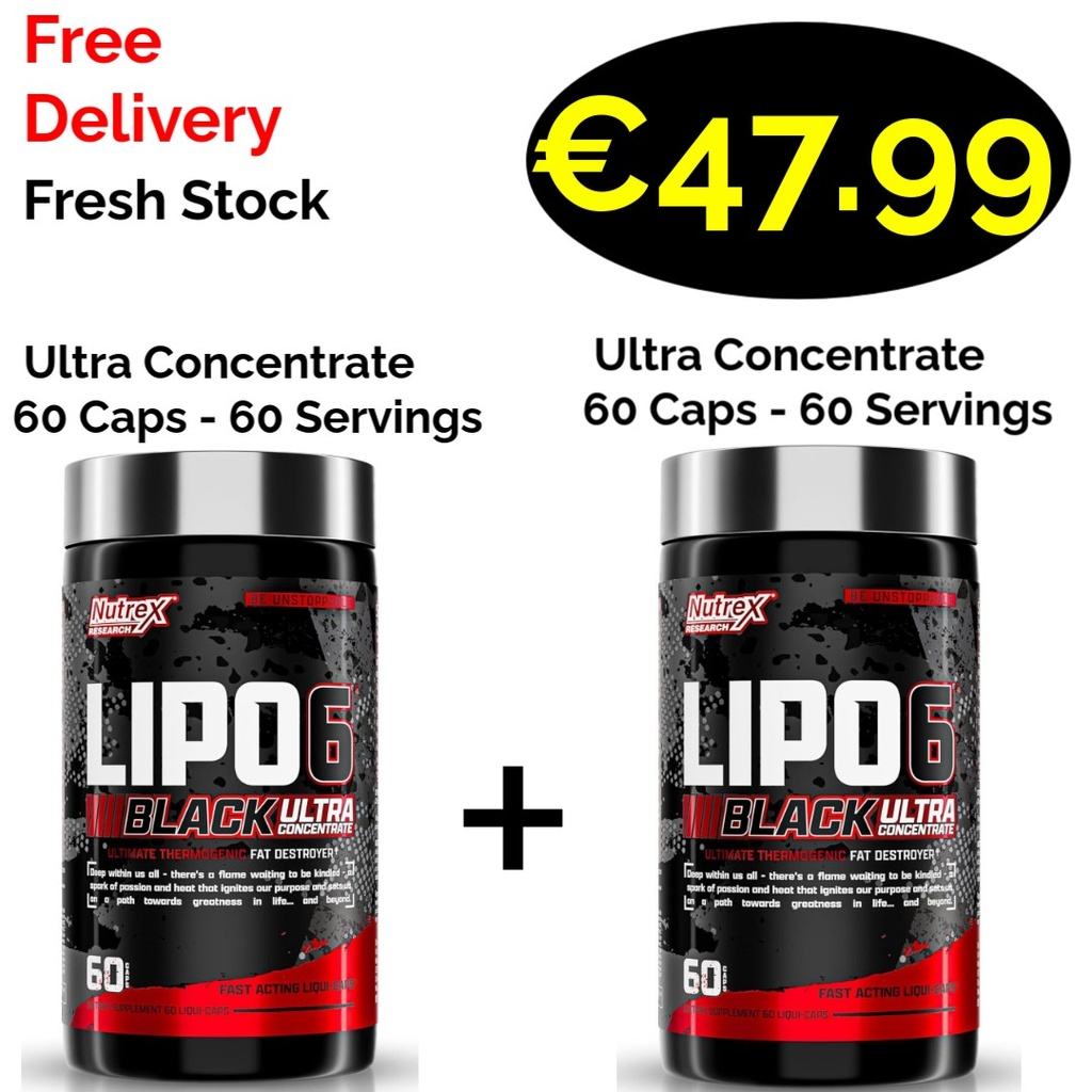 1+1 Fresh Stock!!! Nutrex  Lipo 6 Fat Burner Black Ultra Concentrate 120 Caps - 120 Servings