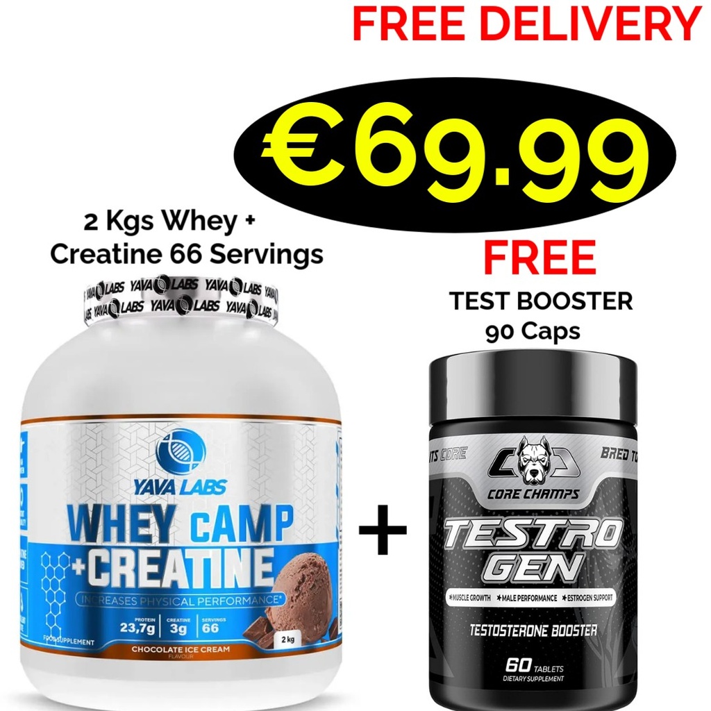 2 in 1 Yava Labs Whey cAMP + Creatine 2000 g  2 - In - 1 - 66 Servings + FREE Testbooster 90 Caps - 45 Servings