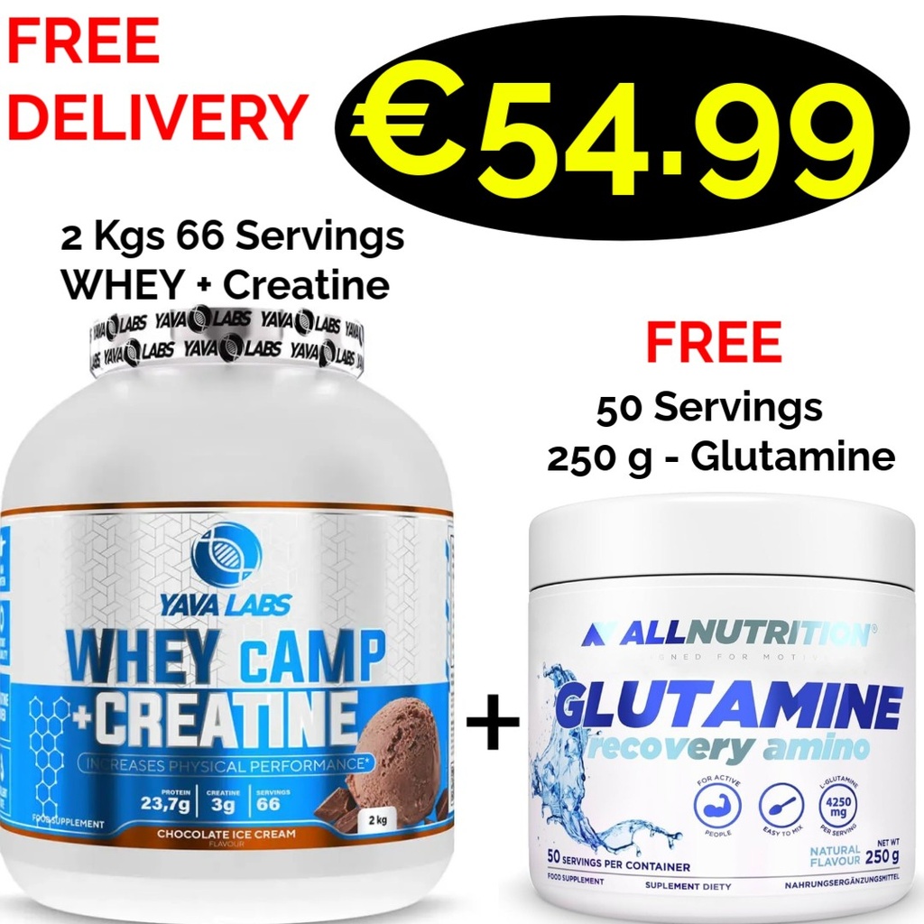 2 in 1 Yava Labs Whey cAMP + Creatine 2000 g  2 - In - 1 - 66 Servings + 250 g Glutamine