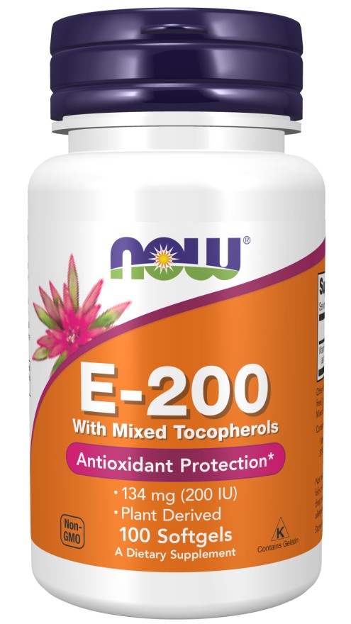 Now Vitamin E-200 With Mixed Tocopherols 100 Softgels 100 Servings