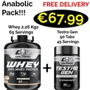 CORE CHAMPS 100% WHEY PROTEIN 2.26 Kgs - 65 Servings + FREE Test Booster 90 Tabs - 45 Servings