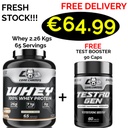 CORE CHAMPS 100% WHEY PROTEIN 2.26 Kgs - 65 Servings + FREE Test Booster 90 Caps - 45 Servings