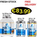 Yava Labs Pure Iso Whey 2000g - 66 Servings + Creatine 300 g + 60 Servings + Bcaa 300 g - 30 Servings